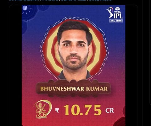 Bhuvneshwar Kumar sold to RCB for ₹10.75 crore