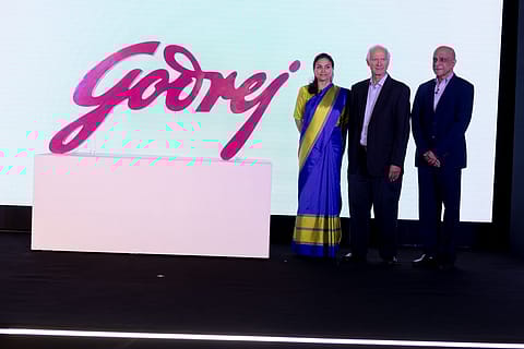 (From left) Godrej & Boyce executive director Nyrika Holkar, Godrej Enterprises chairman & MD Jamshyd Godrej and Godrej & Boyce executive director & CEO Anil Verma