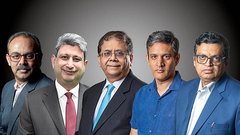 (From L-R) Sunil Kumar Sinha, Yezdi Nagporewalla, Cyril Shroff, Amitabh Dubey, and Gopal Krishna Agrawal