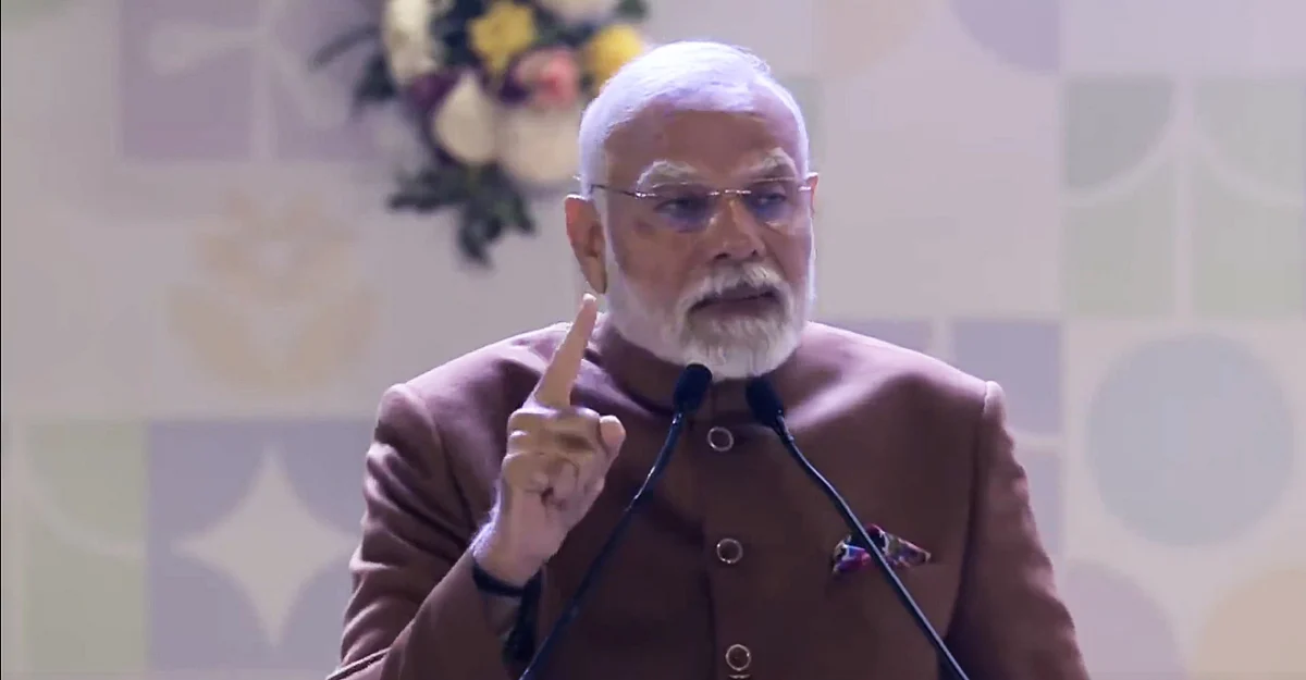 Modi said that, previously, villagers had to spend more than 50% of their income on food, but for the first time since independence, the expenditure on food in rural areas has fallen below 50%. 