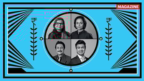Clockwise from top left: Amisha Vora (Prabhudas Lilladher Group), Vidya Bala (PrimeInvestor), Vijay Chandok (National Securities Depository Ltd.), and Shankar Sharma (GQuant Investech).
