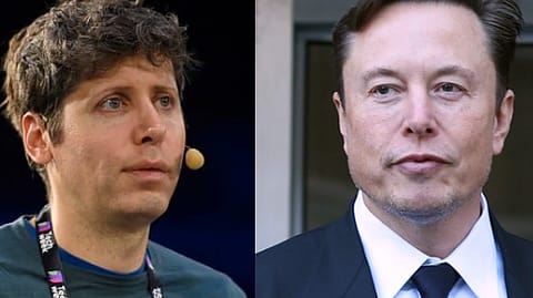 OpenAI CEO Sam Altman (left) and X CEO Elon Musk have sparred over whether the company behind ChatGPT should become a for-profit company.