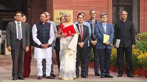 Finance Minister Nirmala Sitharaman with her team at North Block.