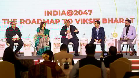 From (L-R): Sourav Majumdar, Editor-in-chief at Fortune India, Ritu Arora, CEO & CIO Asia Pacific, Allianz Investment, Barnik Maitra, Managing Partner, Chrysalis Capital, Vijay Kedia, Founder, Kedia Securities, V. Keshavdev, Executive Editor at Fortune India.