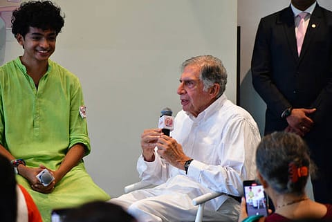 From left: Shantanu Naidu and Ratan Tata