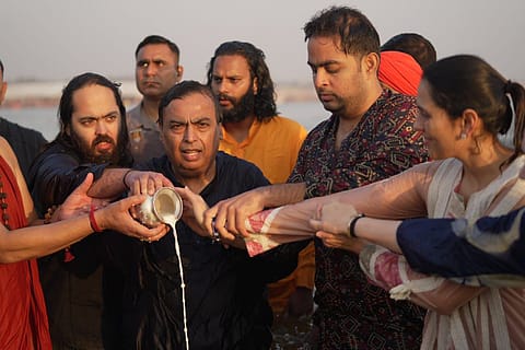 The Ambani family immersed themselves in faith and tradition with a sacred dip at Triveni Sangam during Maha Kumbh.