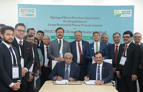 ONGC Green CEO Sanjay Kumar Mazumder calls the Ayana acquisition a "strategic milestone," while NTPC Green CEO Rajiv Gupta hails it as a historic Maharatna deal.