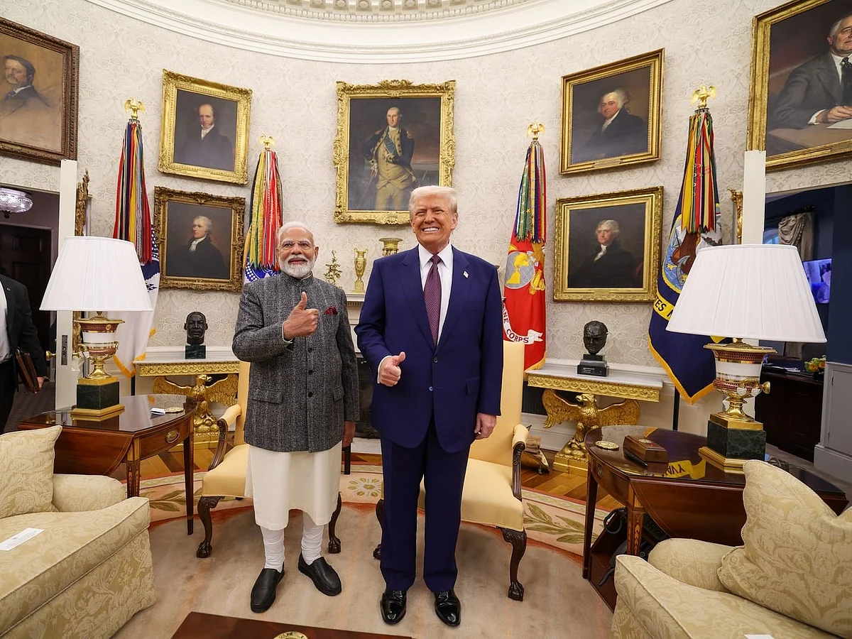 U.S. President Donald Trump with Prime Minister Narendra Modi in the White House.