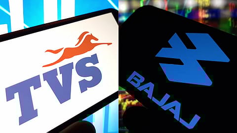 TVS Motors Company's shares jump as much as 5% in intraday trade on Monday.