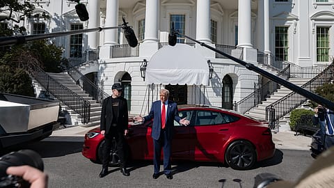 Tesla CEO Elon Musk with U.S. president Donald Trump.
