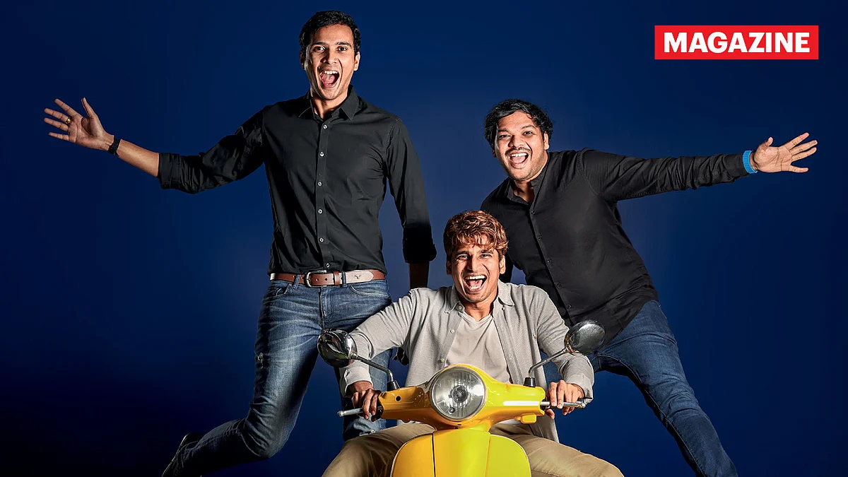 (From left): Aravind Sanka, Pavan Guntupalli and Rishikesh S.R., Co-founders of Rapido.