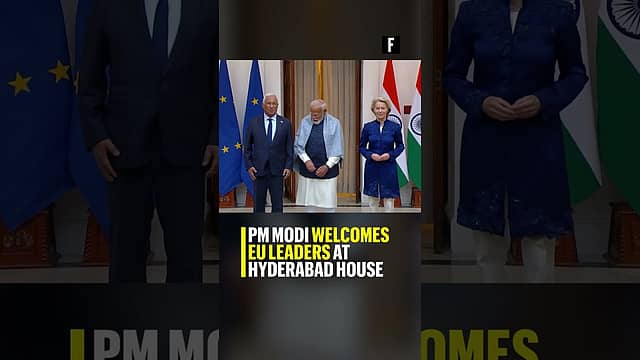 PM Modi welcomes EU leaders at Hyderabad House