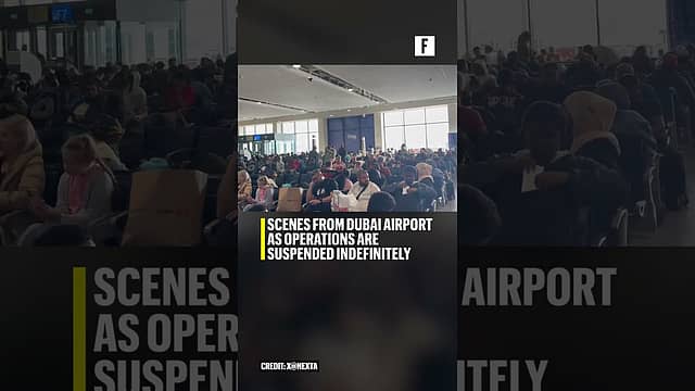 Scenes from Dubai Airport as operations are suspended indefinitely