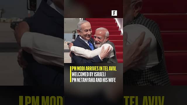 PM Modi arrives in Tel Aviv, welcomed by Israeli PM Netanyahu and wife