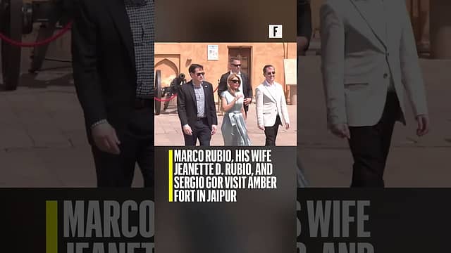 Marco Rubio, his wife Jeanette D. Rubio, and Sergio Gor visit Amber Fort in Jaipur