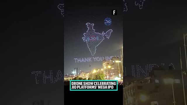 Drone show celebrating Jio Platforms’ mega IPO