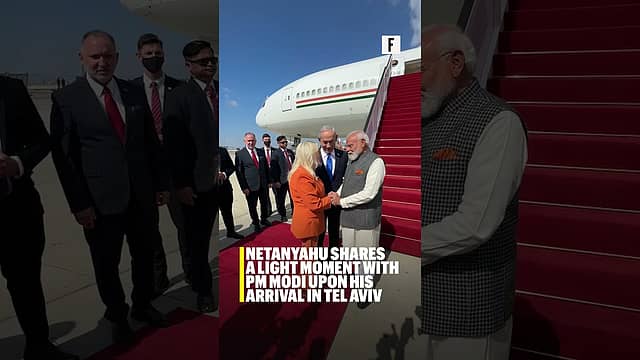 Netanyahu shares a light moment with PM Modi upon his arrival in Tel Aviv
