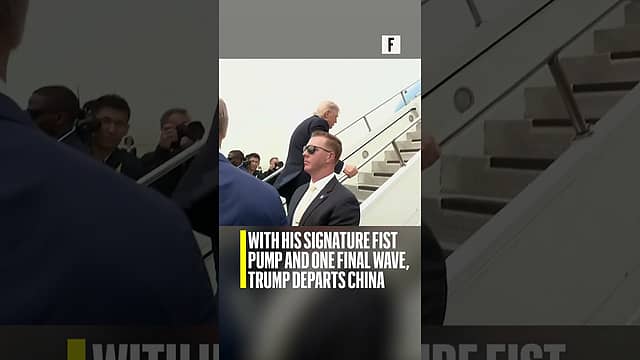 With his signature fist pump and one final wave, Trump departs China