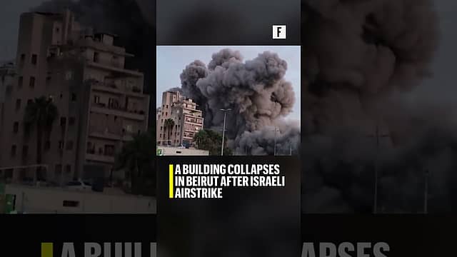 A building collapses in Beirut after Israeli airstrike