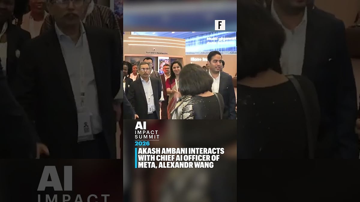 Akash Ambani interacts with Chief AI Officer of Meta, Alexandr Wang ...