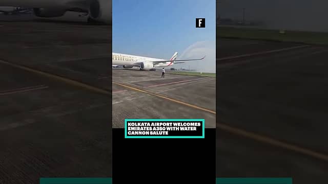 Kolkata Airport Welcomes Emirates A350 With Water Cannon Salute