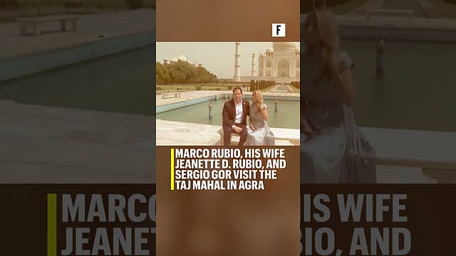 Marco Rubio, his wife Jeanette D. Rubio, and Sergio Gor visit the Taj Mahal in Agra