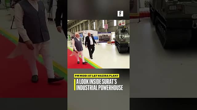 PM Modi at L&T Hazira Plant